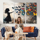 Banksy Butterfly Girl Wall Art Canvas Print, Framed Street by MyGreatCanvas | Canvas Wall Art Prints | Photo Prints & Wall Decor