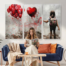 Girl Graffiti Wall Art Canvas Print, Red Balloon Heart by MyGreatCanvas | Canvas Wall Art Prints | Photo Prints & Wall Decor