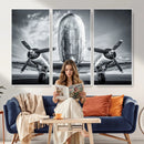 Propeller Plane Wall Art Canvas Print, Black and White by MyGreatCanvas | Canvas Wall Art Prints | Photo Prints & Wall Decor