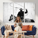 Cowboy Lasso Canvas Wall Art, Black White Western Horse by MyGreatCanvas | Canvas Wall Art Prints | Photo Prints & Wall Decor