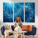 School of Fish Canvas Print | Blue Ocean Underwater Wall Art by MyGreatCanvas | Canvas Wall Art Prints | Photo Prints & Wall Decor