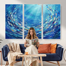 School of Fish Canvas Print | Blue Ocean Underwater Wall Art by MyGreatCanvas | Canvas Wall Art Prints | Photo Prints & Wall Decor