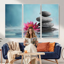 Zen Canvas Wall Art Lotus Flower Stacked Stones Teal Spa by MyGreatCanvas | Canvas Wall Art Prints | Photo Prints & Wall Decor