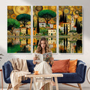 Gustav Klimt Golden Cityscape Wall Art Canvas Print,