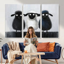 Funny Sheep Canvas Wall Art, Three Quirky Sheep Painting Print, Cute Animal Nursery Decor, Black White Navy Farmhouse Art, Kids Room Gift by MyGreatCanvas | Canvas Wall Art Prints | Photo Prints & Wall Decor
