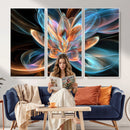 Fractal Lotus Canvas Wall Art, Blue Orange Glowing Flower Abstract Print, Modern Zen Meditation Room Decor, Ethereal Digital Art, Living Room by MyGreatCanvas | Canvas Wall Art Prints | Photo Prints & Wall Decor