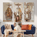 Mexican Folk Art Canvas Wall Art, Charro Poncho Sombrero Painting Print, Neutral Beige Boho Decor, Southwestern Impasto Style, Living Room Art by MyGreatCanvas | Canvas Wall Art Prints | Photo Prints & Wall Decor