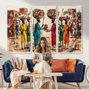 African Folk Art Canvas Wall Art, Colorful African Women Village Painting Print, Tribal Ethnic Home Decor, Vibrant African Art, Living Room by MyGreatCanvas | Canvas Wall Art Prints | Photo Prints & Wall Decor