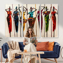 African Folk Art Canvas Wall Art, Colorful African Women Village Painting Print, Tribal Ethnic Home Decor, Vibrant African Art, Living Room by MyGreatCanvas | Canvas Wall Art Prints | Photo Prints & Wall Decor