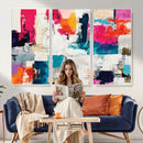 Blue Teal Abstract Canvas Wall Art, Modern Textured Painting Print, Navy Orange White Contemporary Art, Neutral Living Room Decor, Office Art by MyGreatCanvas | Canvas Wall Art Prints | Photo Prints & Wall Decor