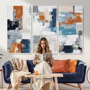 Blue Teal Abstract Canvas Wall Art, Modern Textured Painting Print, Navy Orange White Contemporary Art, Neutral Living Room Decor, Office Art by MyGreatCanvas | Canvas Wall Art Prints | Photo Prints & Wall Decor