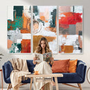 Blue Teal Abstract Canvas Wall Art, Modern Textured Painting Print, Navy Orange White Contemporary Art, Neutral Living Room Decor, Office Art by MyGreatCanvas | Canvas Wall Art Prints | Photo Prints & Wall Decor