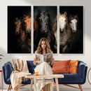 Horse Wall Art Canvas Print, Wild Horses Portrait Photography, Dramatic Equestrian Decor, Black Brown White Horse Herd, Rustic Ranch Art by MyGreatCanvas | Canvas Wall Art Prints | Photo Prints & Wall Decor