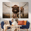 Texas Longhorn Wall Art Canvas Print – Brown Horned Bull