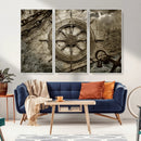 Wooden Ship Wheel Canvas Print, Multi Panel Canvas Wall Art