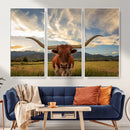 Texas Longhorn Canvas Wall Art – Majestic Triptych Animal by MyGreatCanvas | Canvas Wall Art Prints | Photo Prints & Wall Decor
