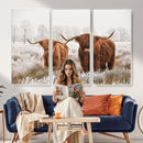 Longhorn Cattle Wall Art Canvas Print, Framed Farmhouse