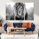 Black and White Lion Canvas Wall Art – Animal Print Artwork