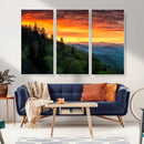 Forest Landscape Wall Art Sunset Canvas, Forest Sunset