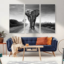 Black and White Elephant Wall Art Canvas Print
