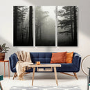 Misty Forest Wall Art Premium Canvas Print a Foggy and