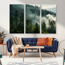 Misty Forest Wall Art Premium Canvas Print a Foggy and