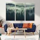 Misty Forest Wall Art Premium Canvas Print a Foggy and