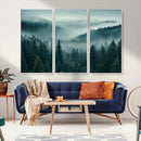 Captivating Misty Foggy Forest Wall Art Premium Canvas Print