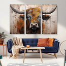 Scottish Highland Cow Cattle Art Print on Wood Style by MyGreatCanvas | Canvas Wall Art Prints | Photo Prints & Wall Decor