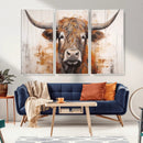 Vintage Scottish Highland Cow Cattle Art, Scottish Highland