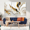 Gold Waves on Pure White Canvas – Gold Abstract Art for