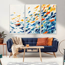 Abstract Fish Shoal Wall Art Canvas Print, Colorful Fish