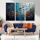 Modern Abstract Fish Shoal Wall Art Canvas Print, Colorful