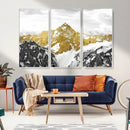 Gold Abstract Mountains Wall Art Print on Canvas, Nature
