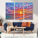 Vibrant Sunset Beach Wall Art - Ocean Sunset Canvas Print |