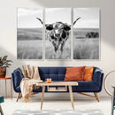 Texas Cow Longhorn Wall Art Canvas Print for Farm House Wall