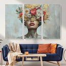 Golden Petal Wall Art Canvas Print - Silhouette Woman Wall