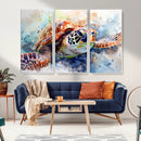 Watercolor Sea Turtle Wall Art Canvas Print - Vibrant Ocean