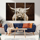 Highland Cow Wall Art Canvas Print, Rustic Farmhouse Decor,