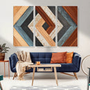 Geometric Wood Art Wall Decor Canvas Print, Rustic Wooden