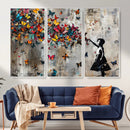Banksy Wall Art - Banksy Girl and Butterfly Explosion Wall