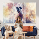 Abstract Watercolor Golf Player Wall Art Canvas Print