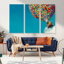 Carl Fredricksen, Up Movie Wall Art, Colorful Balloon House