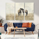 Chines Style Grunge Horses Wall Art Canvas Print