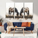 Chines Ink Style Horses Wall Art Canvas Print