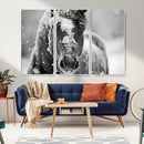 Black and White Horse Winter Wall Art | Ready to Hang and
