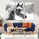 Black Horse Winter Wall Art | Ready to Hang and Framed |
