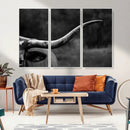 Cow Longhorn Wall Art | Black and White Print | Ready to by MyGreatCanvas | Canvas Wall Art Prints | Photo Prints & Wall Decor