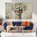 Abstract Floral Women Patel Wall Art Canvas Print