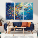 Colorful Swirling Fish School Wall Art Canvas Print |